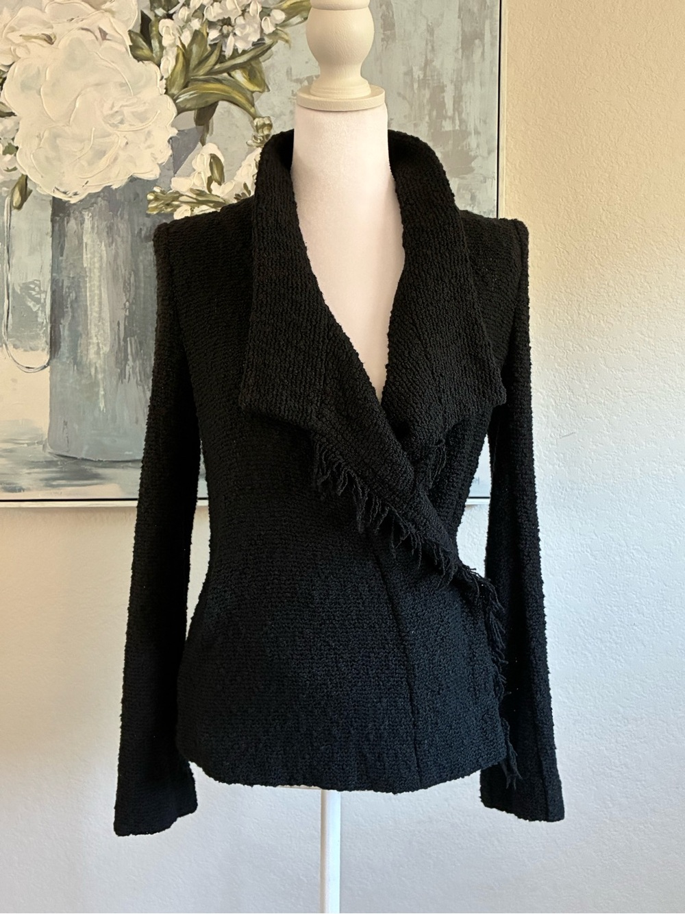 IRO Mira Black Bouclé Knit Jacket Size 38/ US 6 - Picture 3 of 12